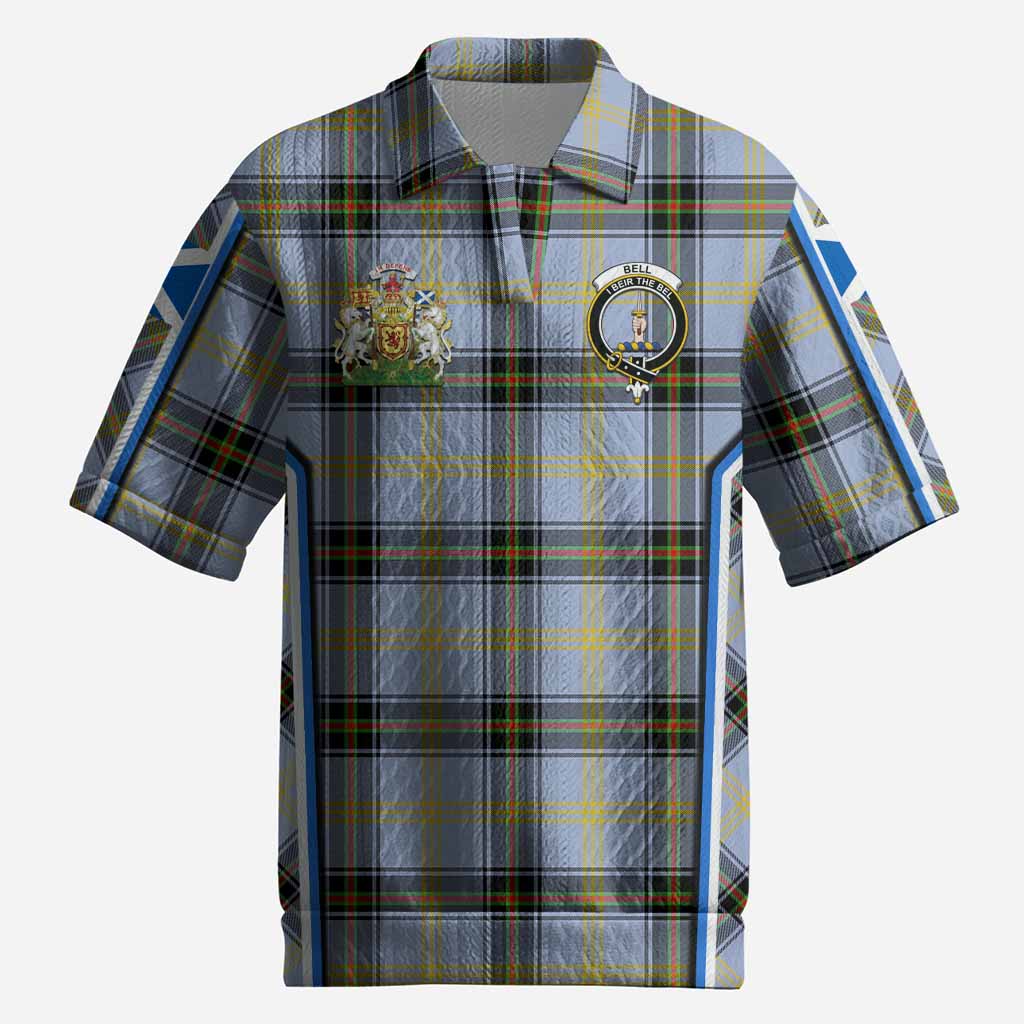 Bell Tartan Crest Men’s Polo Sweater Top Scotland Coat of Arm Flag Style