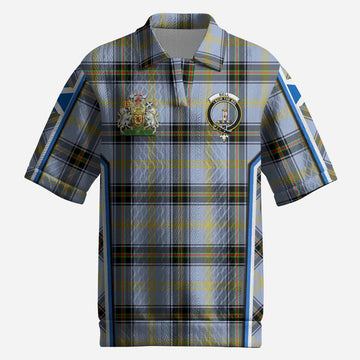 Bell Tartan Crest Men’s Polo Sweater Top Scotland Coat of Arm Flag Style