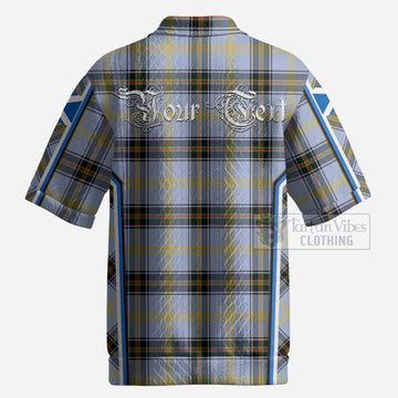 Bell Tartan Crest Men’s Polo Sweater Top Scotland Coat of Arm Flag Style
