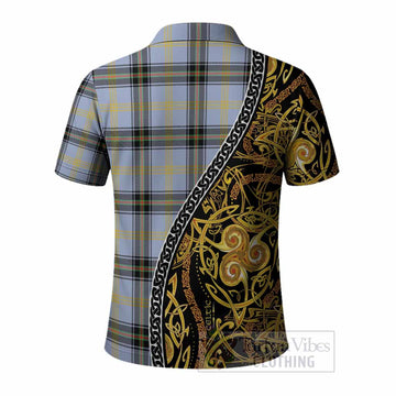 Bell Tartan Crest Polo Shirt Celtic Knot and Triple Trickle Spiral Symbols