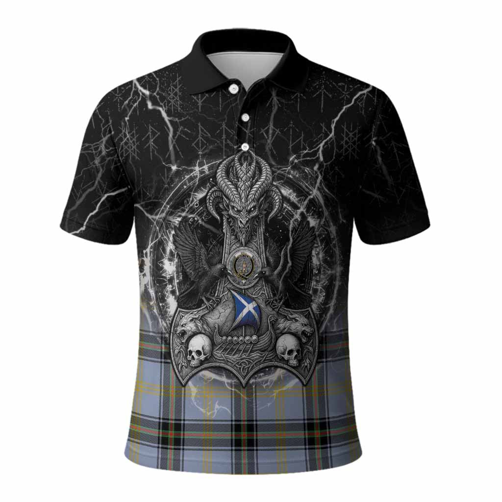Bell Tartan Crest Polo Shirt Celtic Odin's Raven Legacy