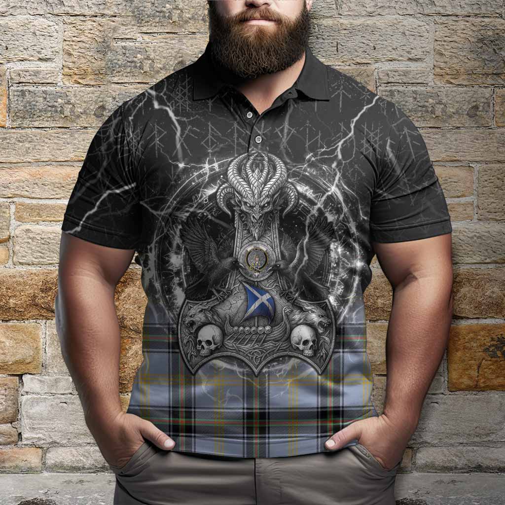 Bell Tartan Crest Polo Shirt Celtic Odin's Raven Legacy