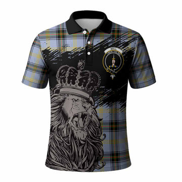 Bell Tartan Crest Polo Shirt Crowned Lion Heritage Style