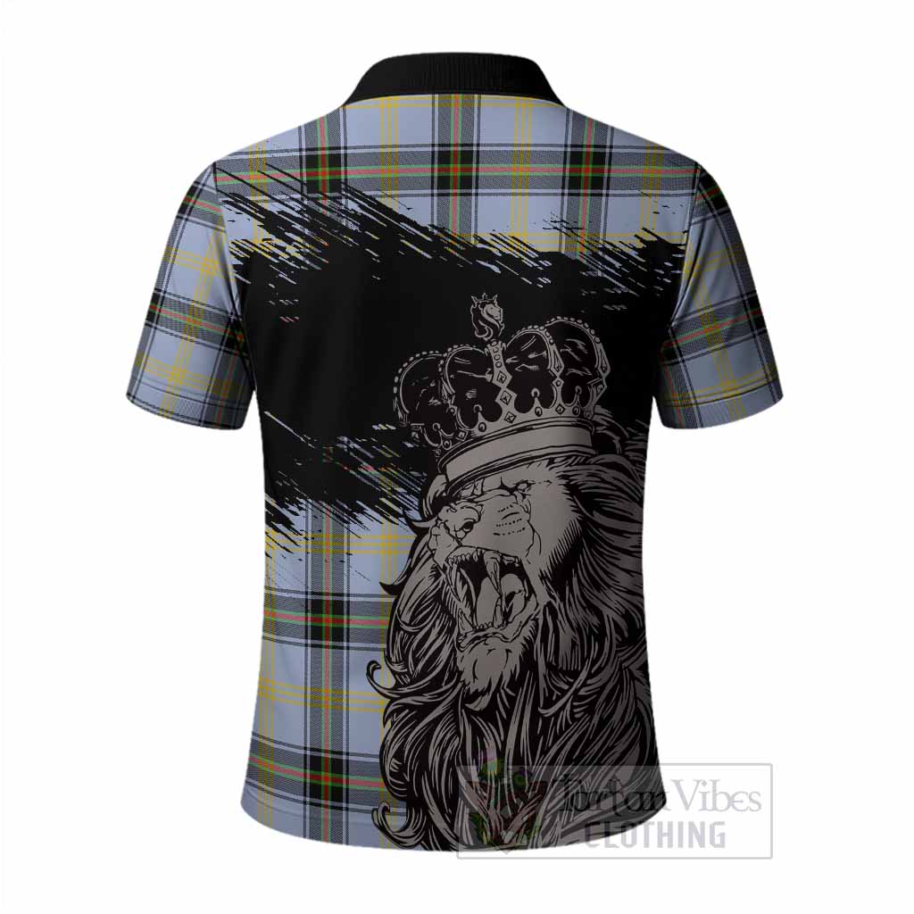 Bell Tartan Crest Polo Shirt Crowned Lion Heritage Style