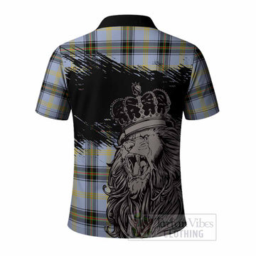 Bell Tartan Crest Polo Shirt Crowned Lion Heritage Style