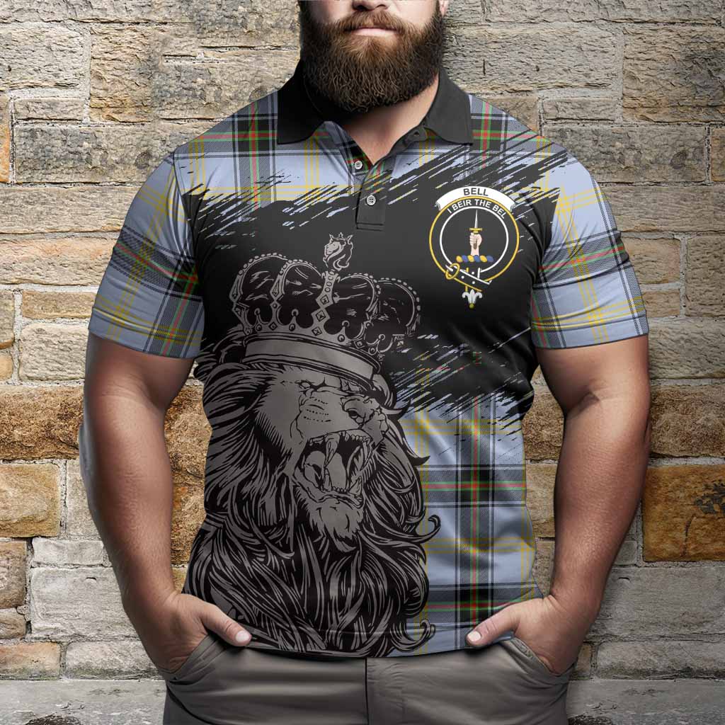 Bell Tartan Crest Polo Shirt Crowned Lion Heritage Style
