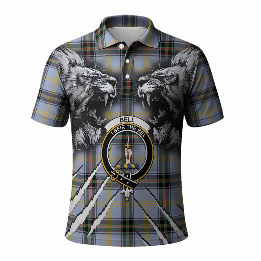 Bell Tartan Crest Polo Shirt Ferocious Lion Style