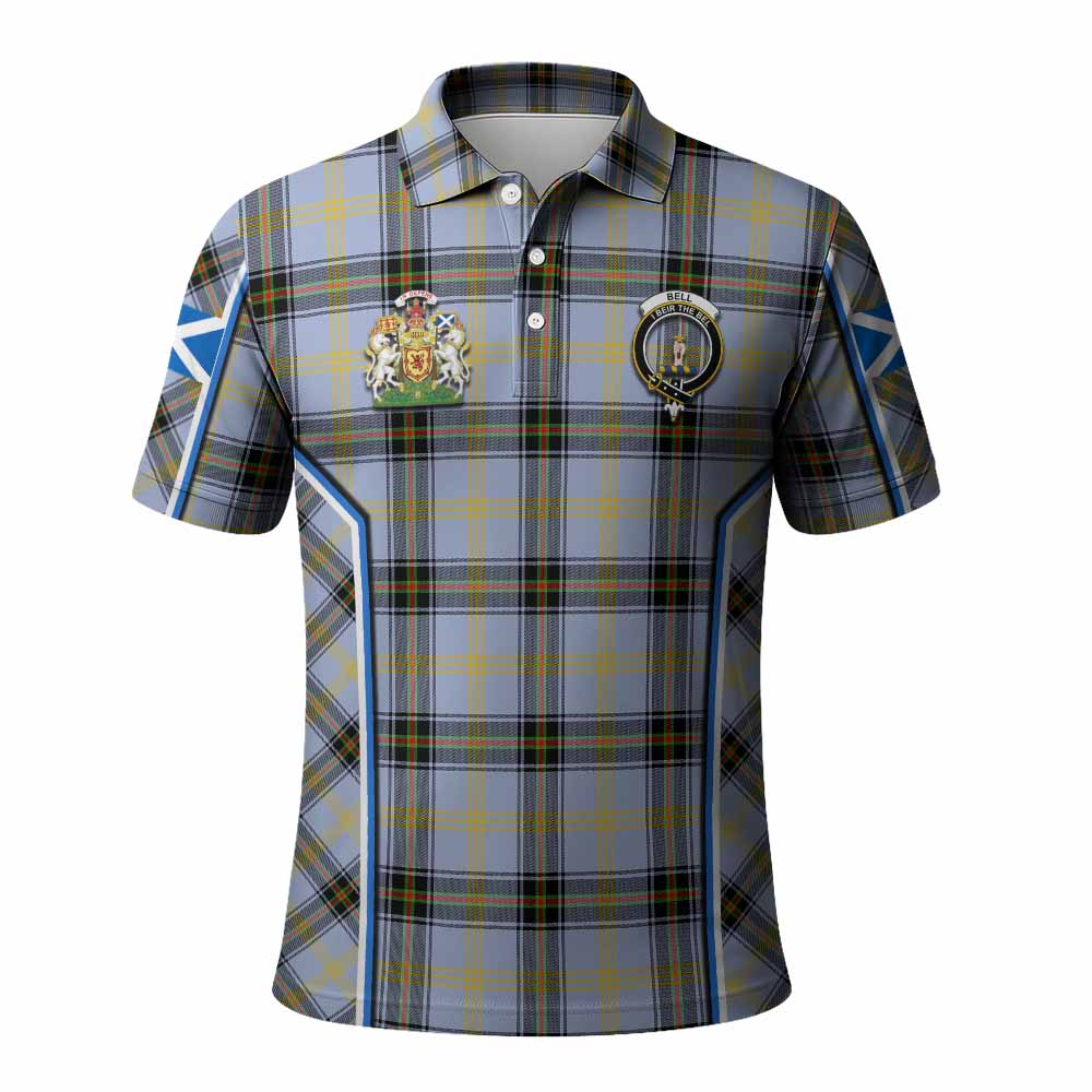 Bell Tartan Crest Polo Shirt Scotland Coat of Arm Flag Style - Tartan Vibes Clothing