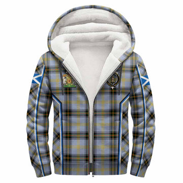 Bell Tartan Crest Sherpa Hoodie Scotland Coat of Arm Flag Style
