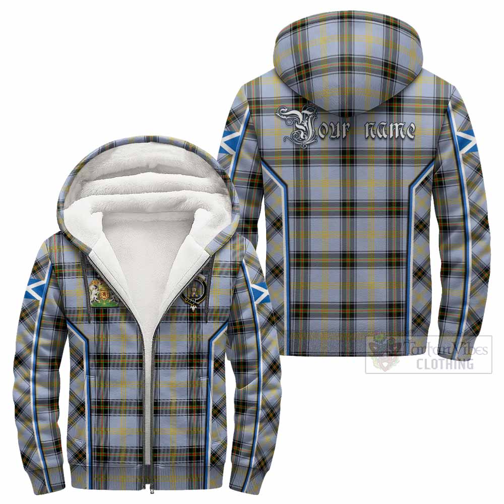 Bell Tartan Crest Sherpa Hoodie Scotland Coat of Arm Flag Style - Tartan Vibes Clothing