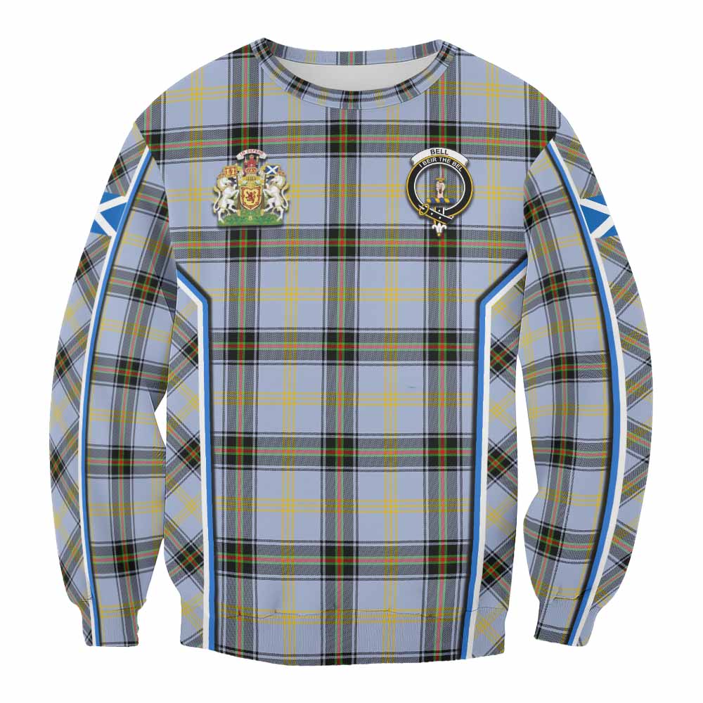 Bell Tartan Crest Sweatshirt Scotland Coat of Arm Flag Style - Tartan Vibes Clothing