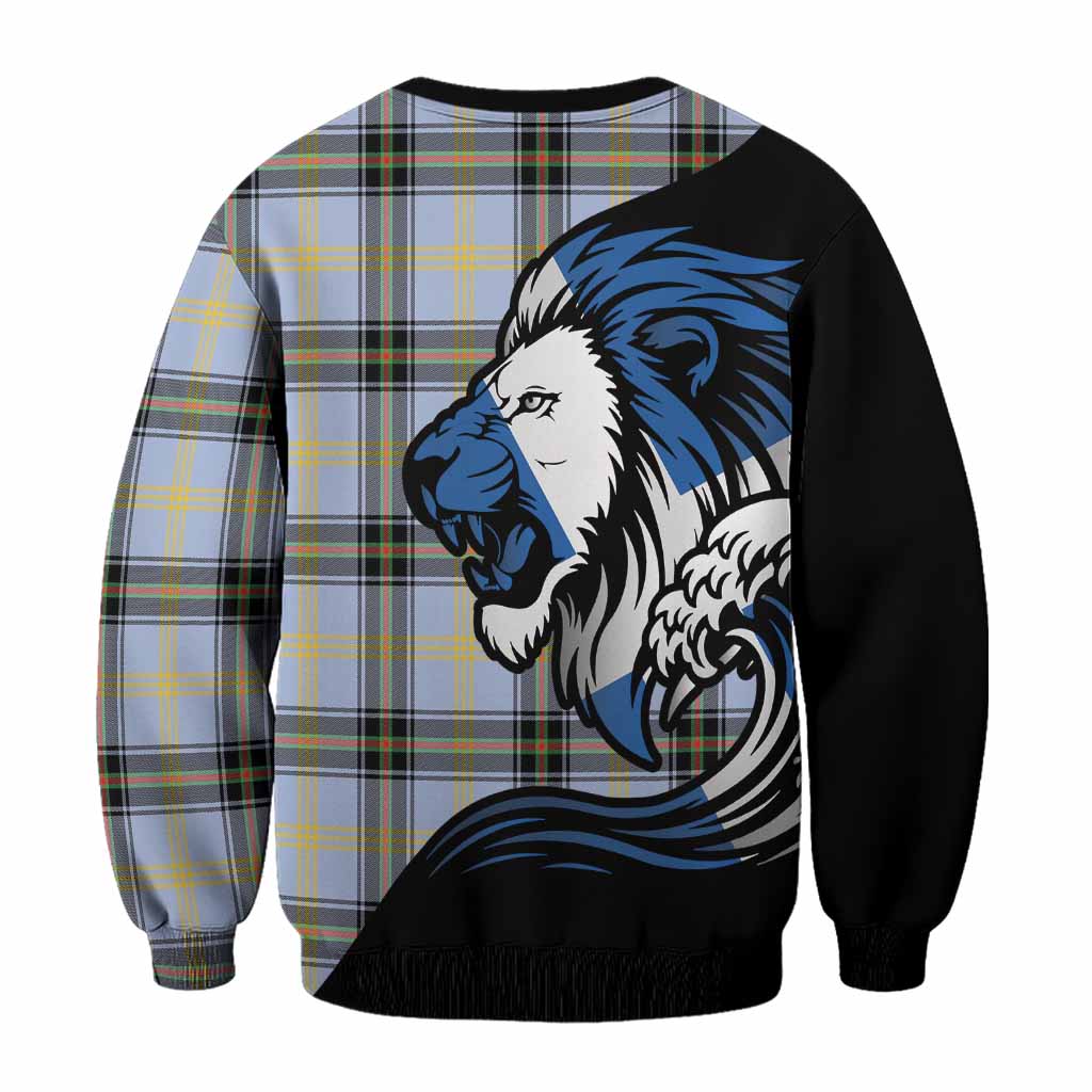 Bell Tartan Crest Sweatshirt Scottish Golden Lions Wave Flow
