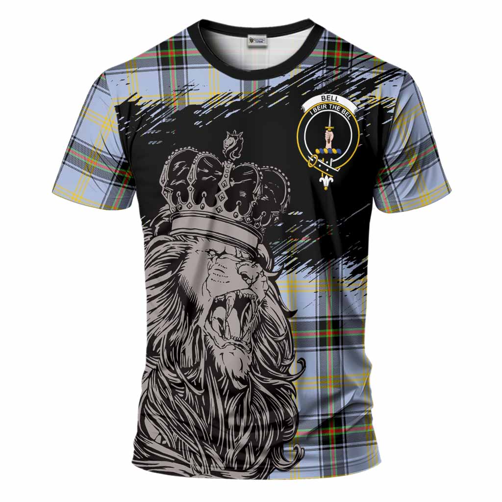 Bell Tartan Crest T-Shirt Crowned Lion Heritage Style
