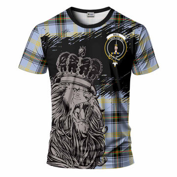 Bell Tartan Crest T-Shirt Crowned Lion Heritage Style