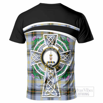 Bell Tartan Crest T-Shirt Scottish Thistle Celtic Cross Alba Gu Brath