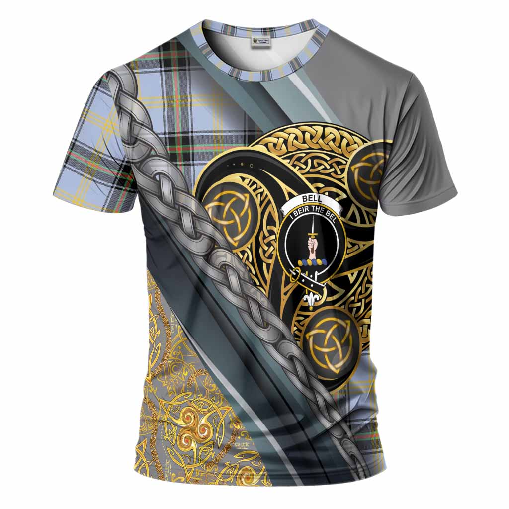 Bell Tartan Crest T-Shirt Scottish Triskele Celtic