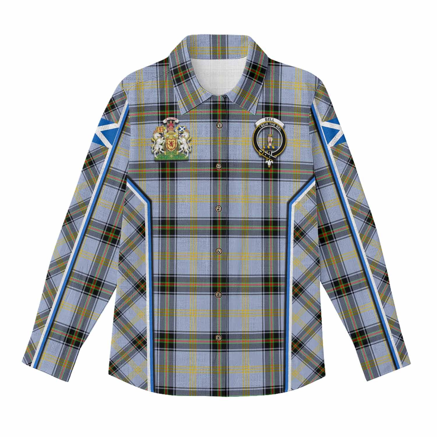 Bell Tartan Crest Women Casual Shirt Scotland Coat of Arm Flag Style - Tartan Vibes Clothing