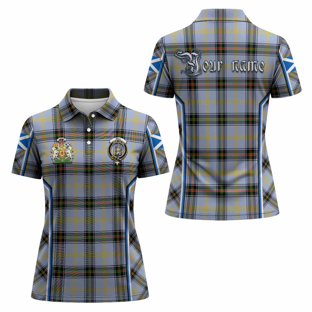 Bell Tartan Crest Women's Polo Shirt Scotland Coat of Arm Flag Style - Tartan Vibes Clothing