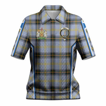 Bell Tartan Crest Women’s Polo Sweater Top Scotland Coat of Arm Flag Style