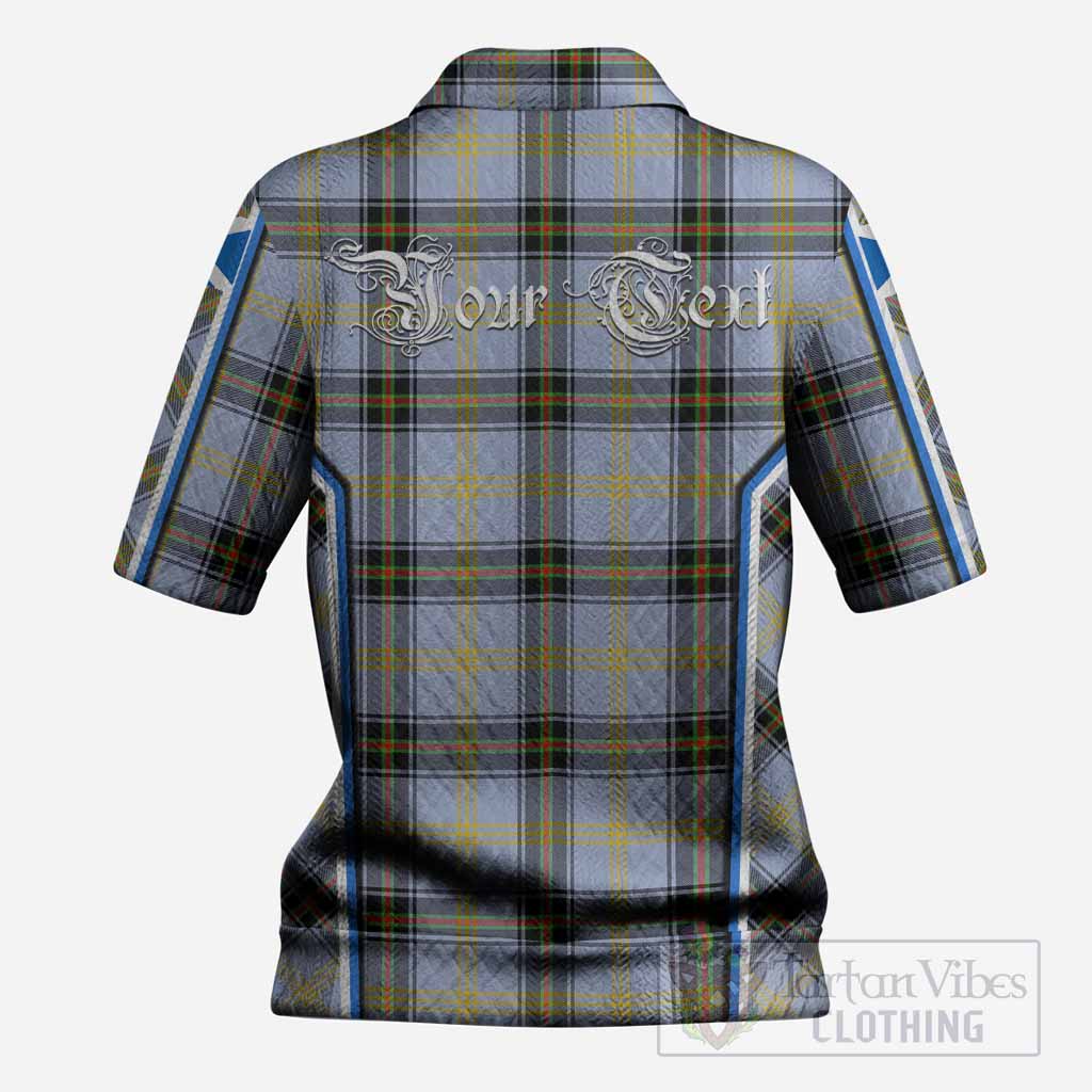 Bell Tartan Crest Women’s Polo Sweater Top Scotland Coat of Arm Flag Style