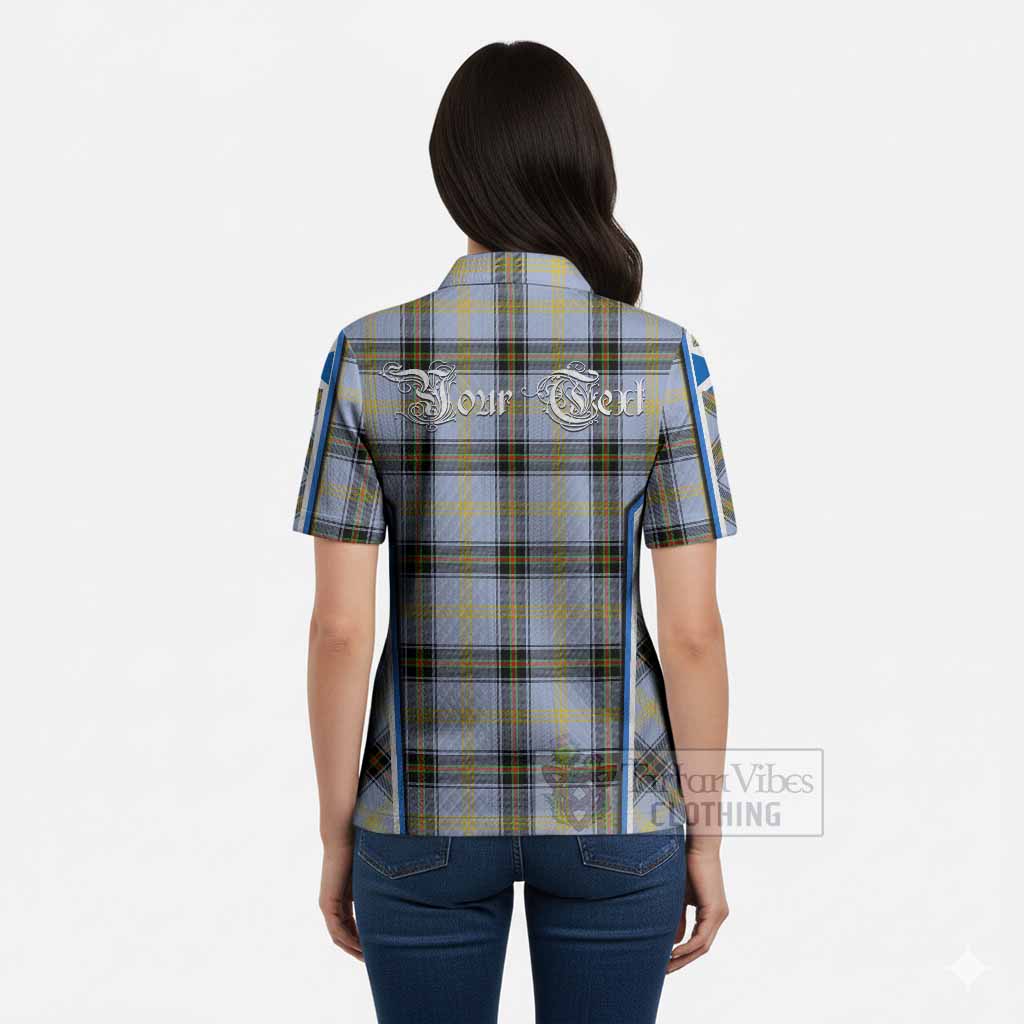 Bell Tartan Crest Women’s Polo Sweater Top Scotland Coat of Arm Flag Style