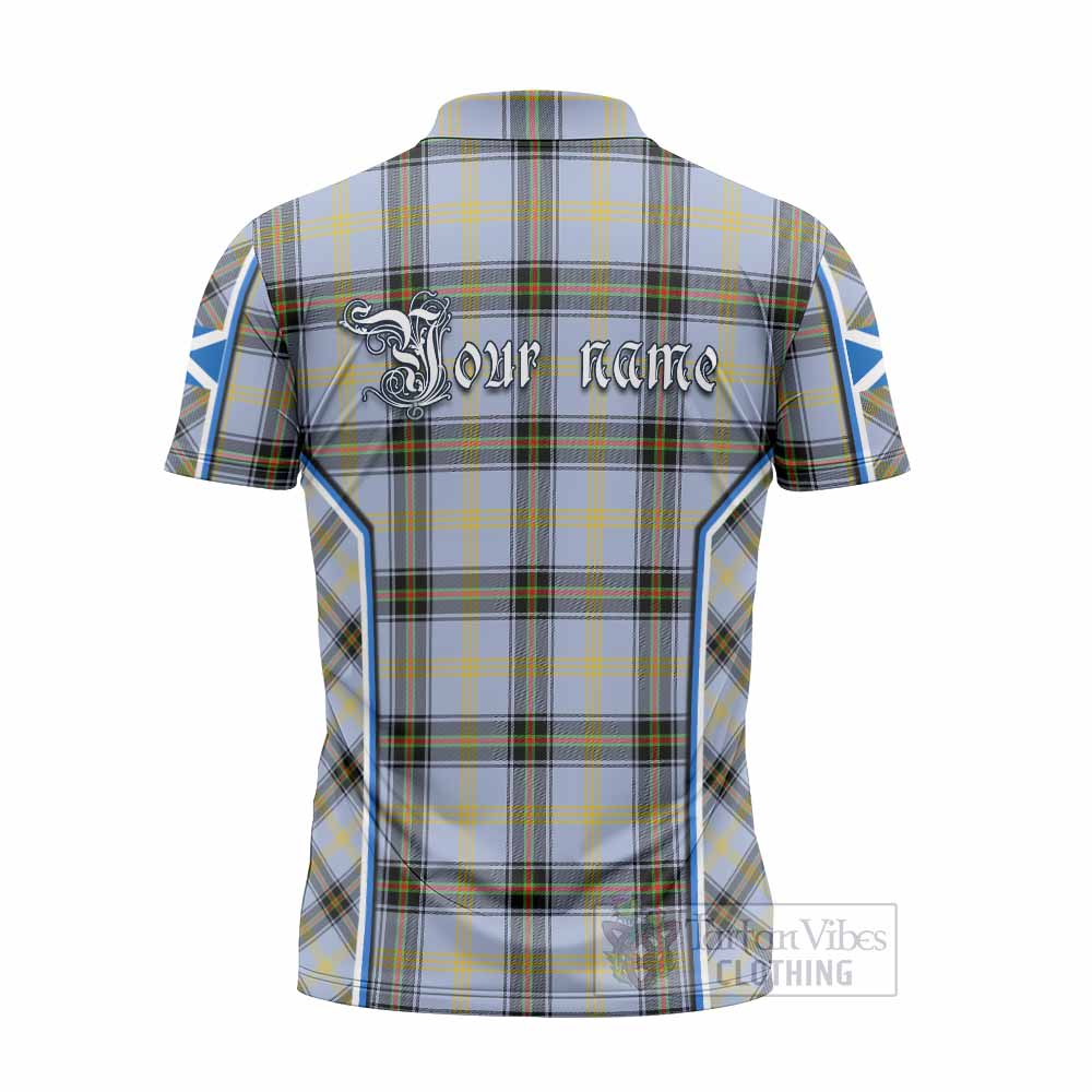 Bell Tartan Crest Zipper Polo Shirt Scotland Coat of Arm Flag Style - Tartan Vibes Clothing