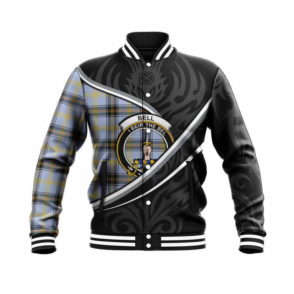 Bell Tartan Family Crest Baseball Jacket Celtic Scottish Thistle Floral - Tartan Vibes Clothing