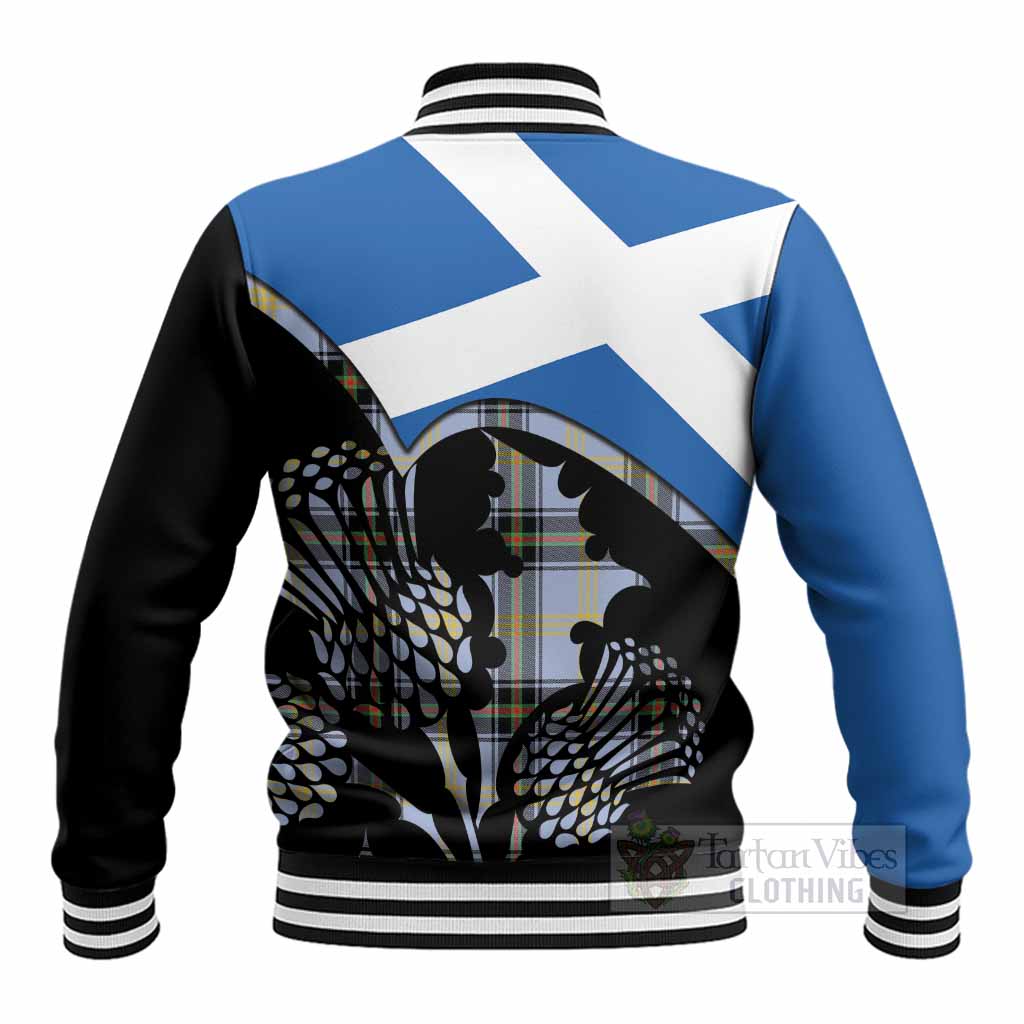 Bell Tartan Family Crest Baseball Jacket Scotland Thistle Floral Flag Style