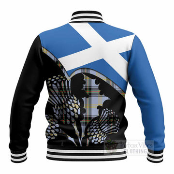 Bell Tartan Family Crest Baseball Jacket Scotland Thistle Floral Flag Style