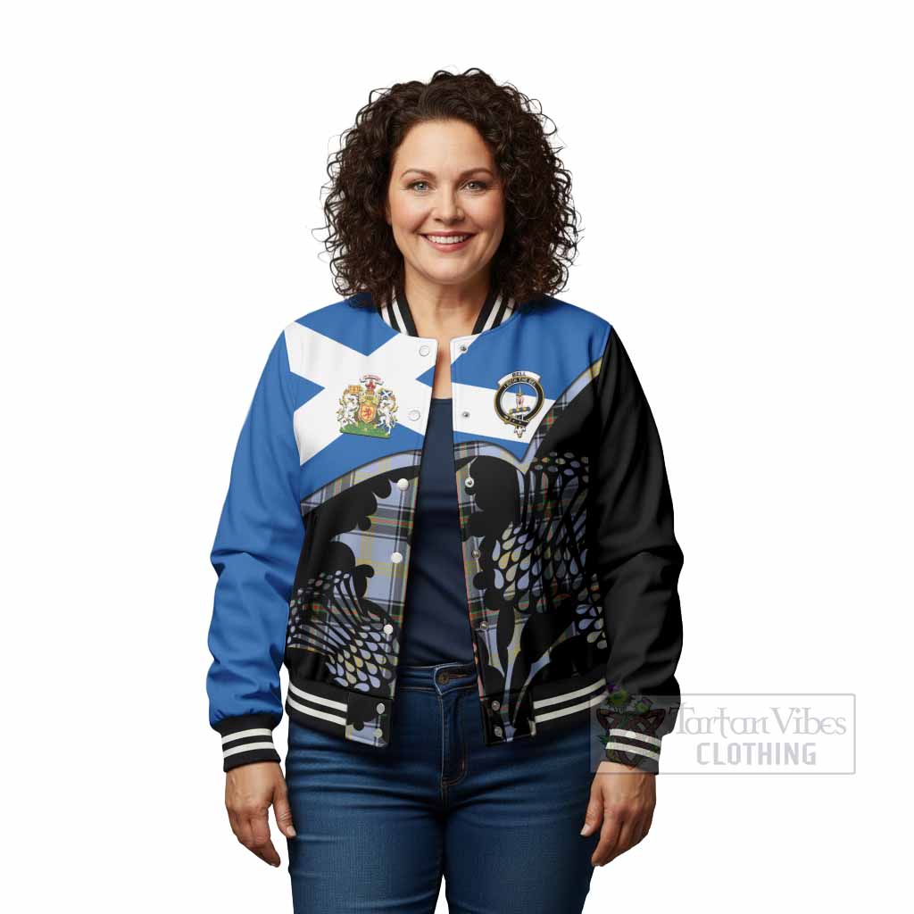 Bell Tartan Family Crest Baseball Jacket Scotland Thistle Floral Flag Style