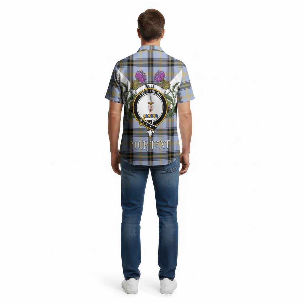 Bell Tartan Family Crest Cotton Hawaiian Shirt Scottish Burns Night Thistle Floral