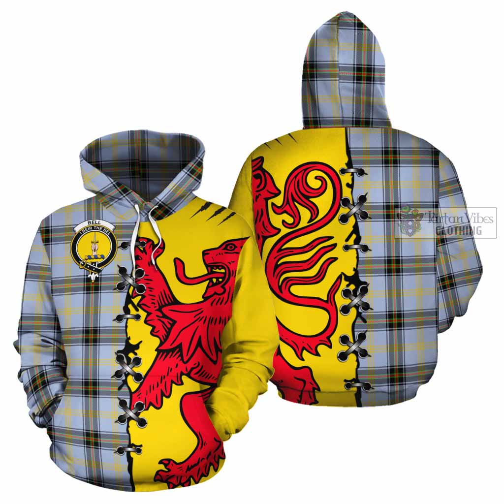 Bell Tartan Family Crest Cotton Hoodie Lion Rampant Honor - Tartan Vibes Clothing