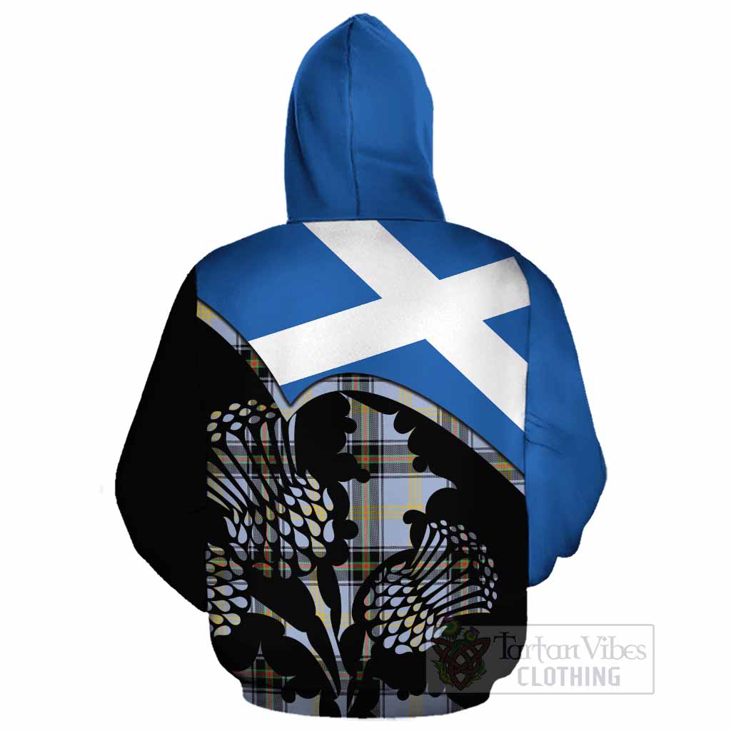 Bell Tartan Family Crest Cotton Hoodie Scotland Thistle Floral Flag Style