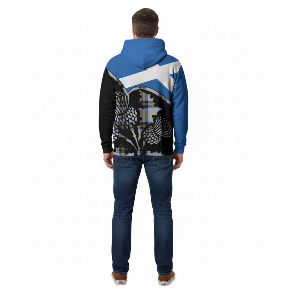 Bell Tartan Family Crest Cotton Hoodie Scotland Thistle Floral Flag Style
