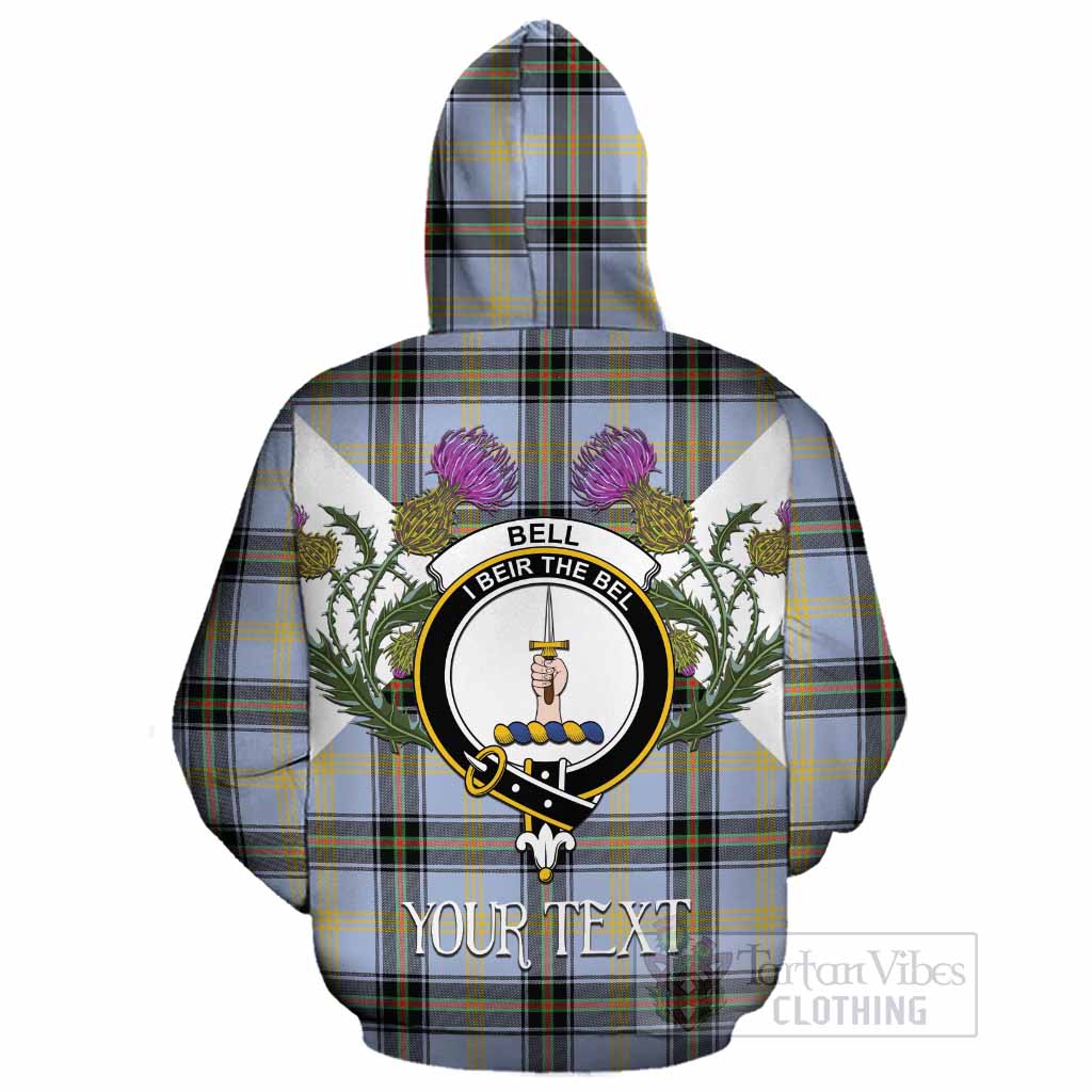 Bell Tartan Family Crest Cotton Hoodie Scottish Burns Night Thistle Floral