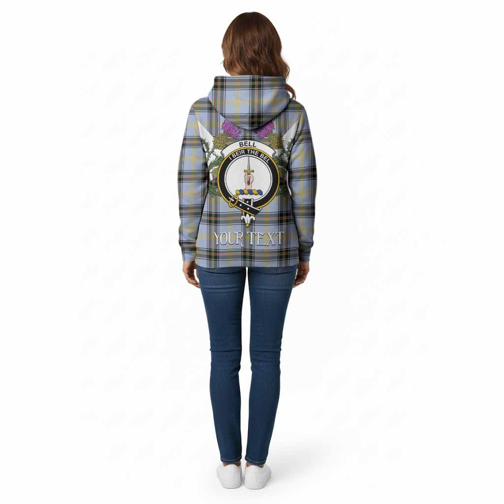Bell Tartan Family Crest Cotton Hoodie Scottish Burns Night Thistle Floral