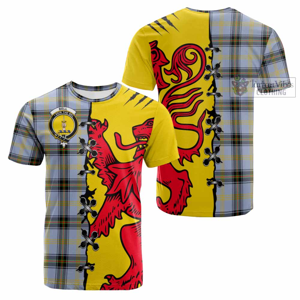 Bell Tartan Family Crest Cotton T-shirt Lion Rampant Honor - Tartan Vibes Clothing