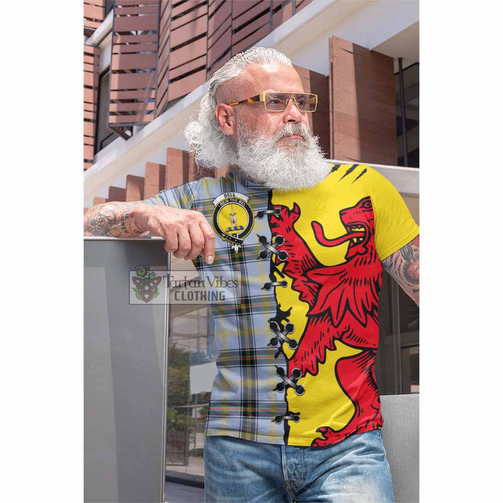 Bell Tartan Family Crest Cotton T-shirt Lion Rampant Honor - Tartan Vibes Clothing