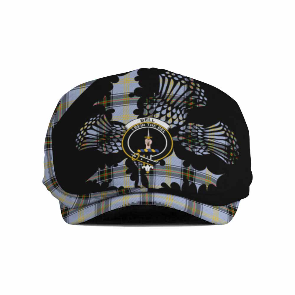 Bell Tartan Family Crest Flat Cap, Jeff Cap Scotland Thistle Floral