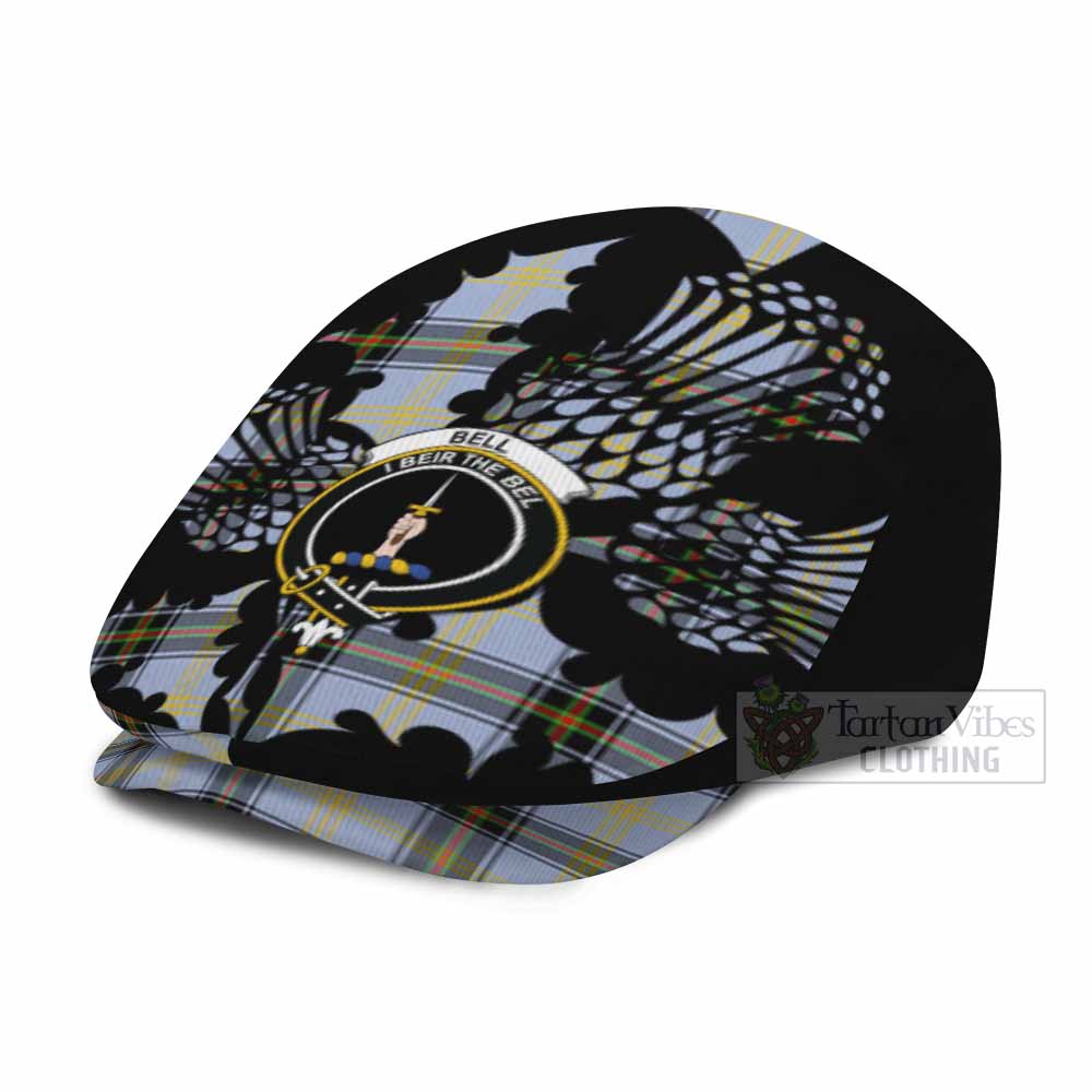 Bell Tartan Family Crest Flat Cap, Jeff Cap Scotland Thistle Floral