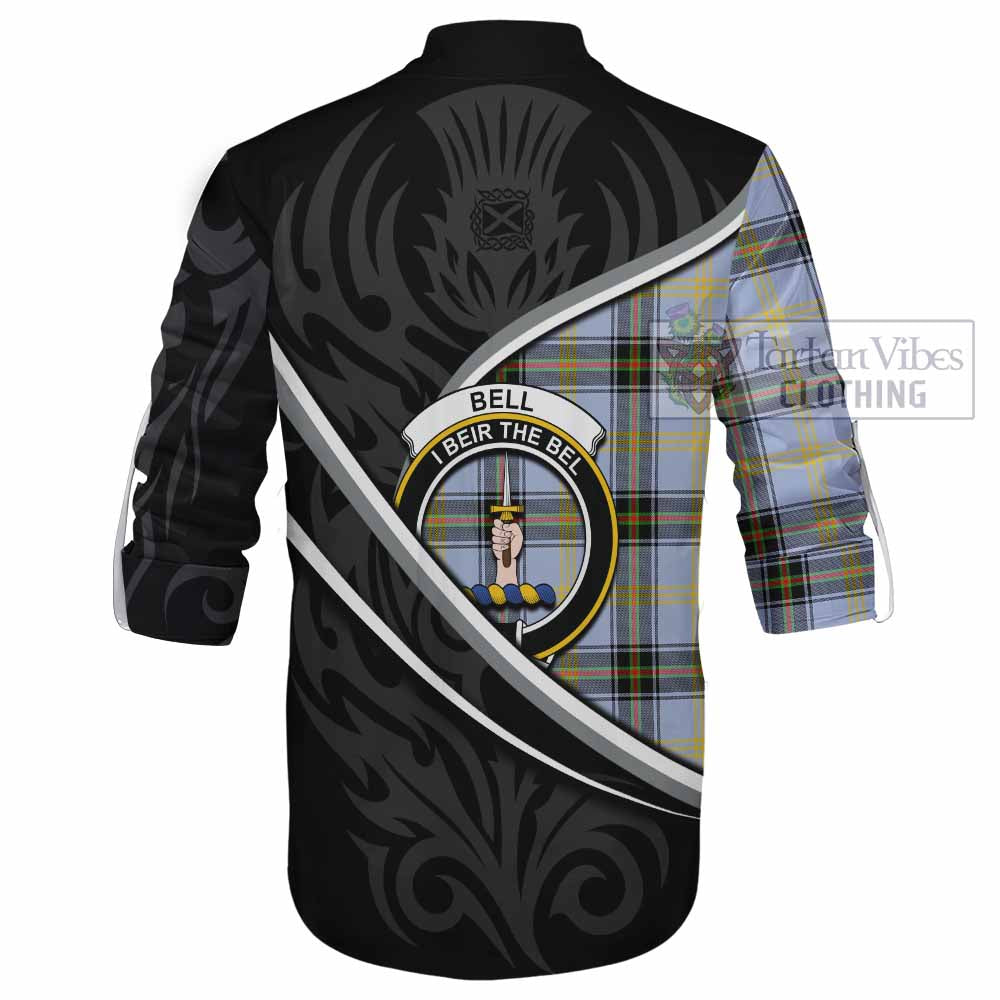 Bell Tartan Family Crest Ghillie Kilt Shirt Celtic Scottish Thistle Floral - Tartan Vibes Clothing