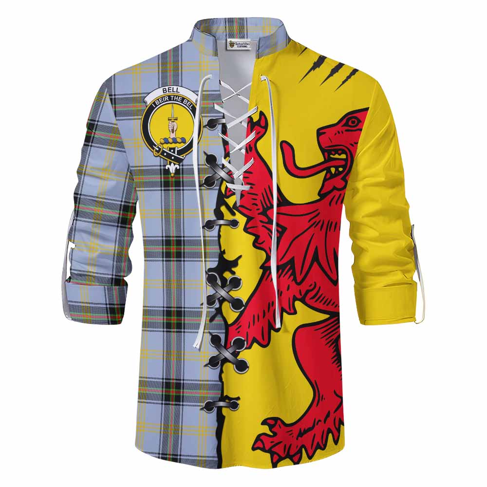 Bell Tartan Family Crest Ghillie Kilt Shirt Lion Rampant Honor - Tartan Vibes Clothing