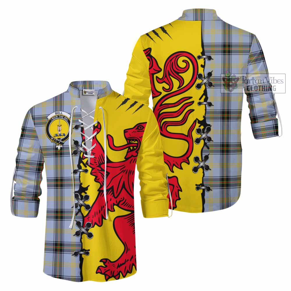 Bell Tartan Family Crest Ghillie Kilt Shirt Lion Rampant Honor - Tartan Vibes Clothing