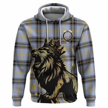 Bell Tartan Family Crest Hoodie Crowned Lion Roaring