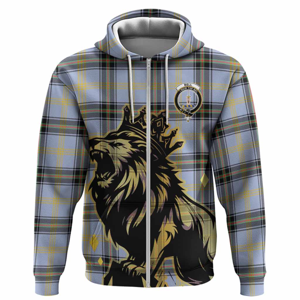 Bell Tartan Family Crest Hoodie Crowned Lion Roaring