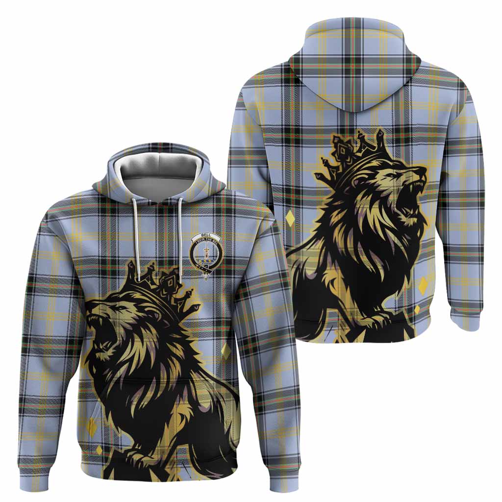 Bell Tartan Family Crest Hoodie Crowned Lion Roaring