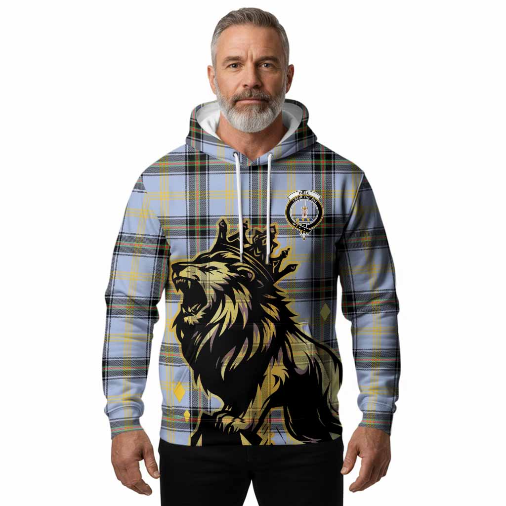 Bell Tartan Family Crest Hoodie Crowned Lion Roaring