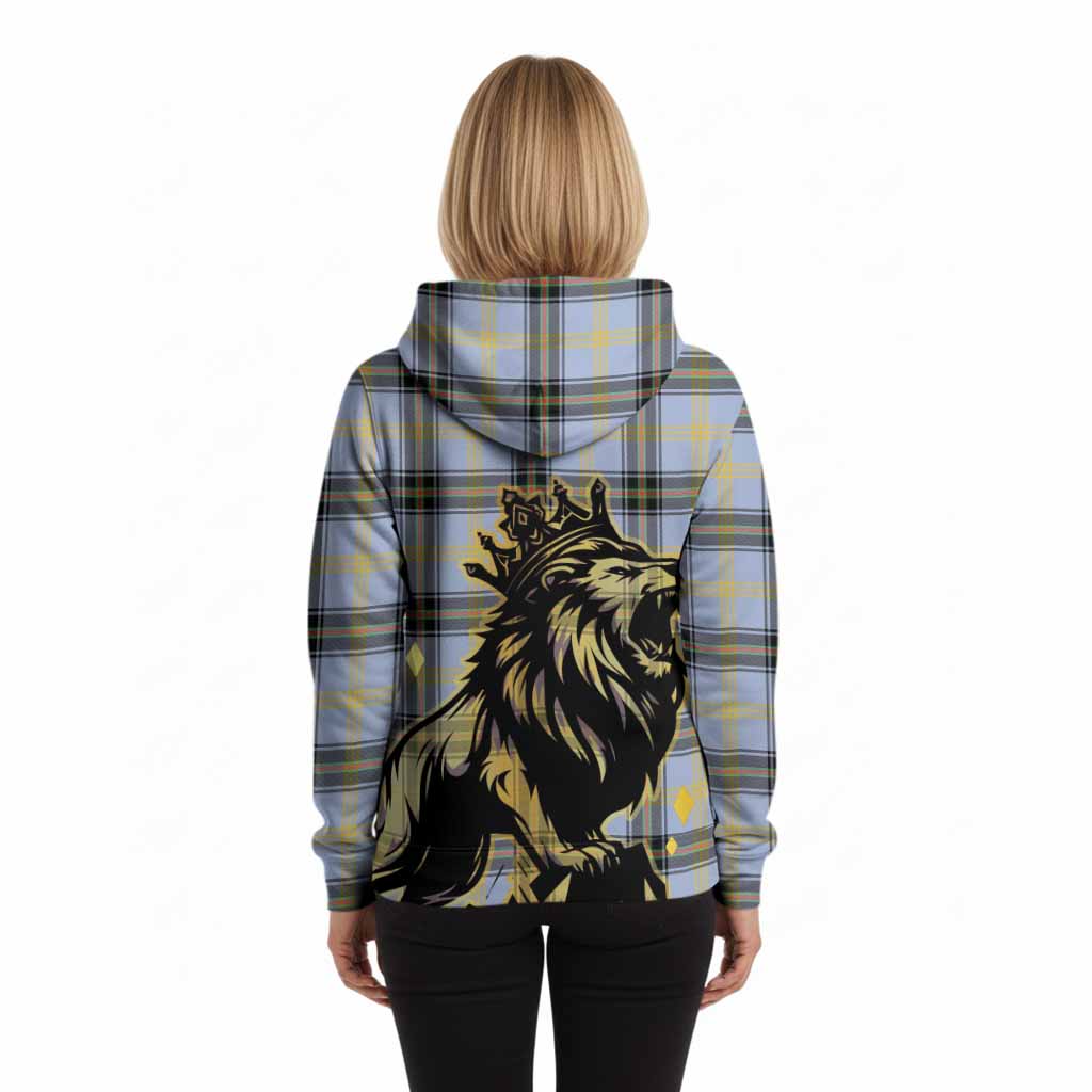 Bell Tartan Family Crest Hoodie Crowned Lion Roaring