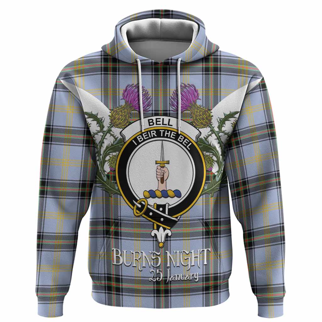 Bell Tartan Family Crest Hoodie Scottish Burns Night Thistle Floral