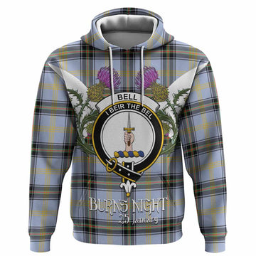 Bell Tartan Family Crest Hoodie Scottish Burns Night Thistle Floral